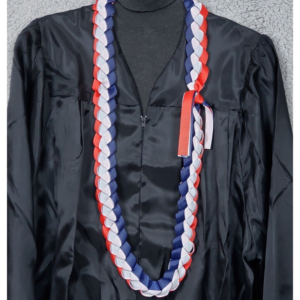 Graduation Ribbon Lei Red White Blue USA UK SAMOA FRANCE (or Choose 3-Colors)